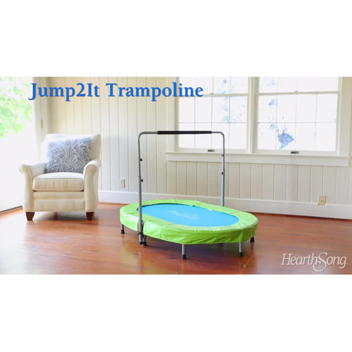 HearthSong Jump2It Adjustable 57" Oval Trampoline with Handlebar